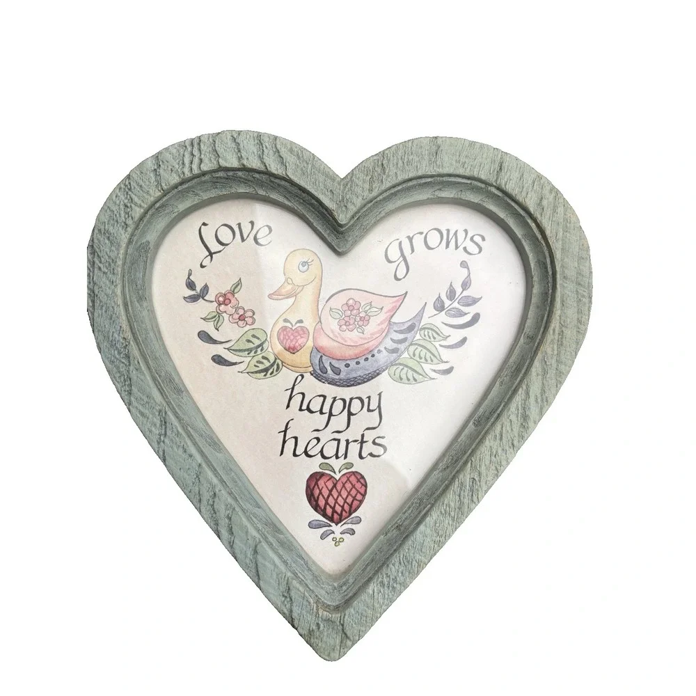 Homco Wall Hanging Hearts 1980 Love Grows Happy Hearts Set Of 2 Cottage Core Vtg